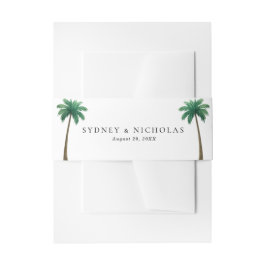 Tropical Palm Trees Minimal Beach Wedding Einladungsbanderole