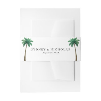 Tropical Palm Trees Minimal Beach Wedding Einladungsbanderole