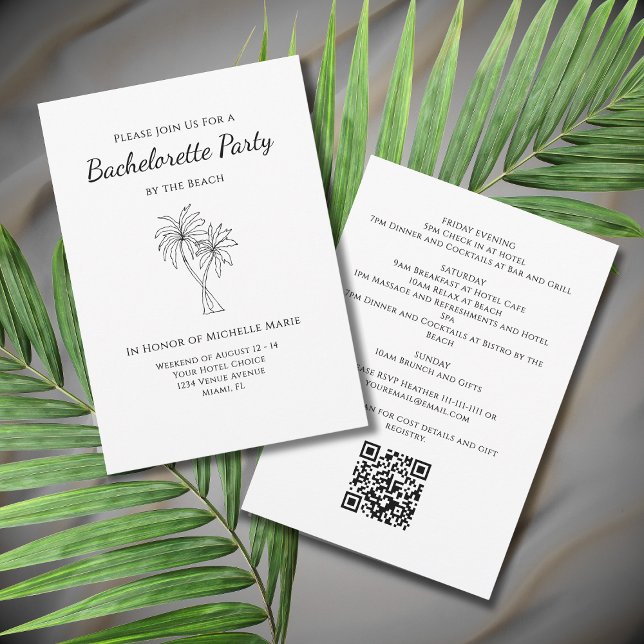 Tropical Palm Trees Modern Bachelorette Wochenende Einladung (Von Creator hochgeladen)