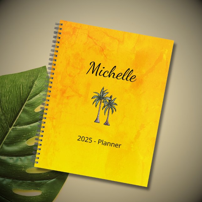Tropical Palm Trees Modern Beach Elegante Gold Planer (Von Creator hochgeladen)