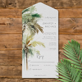 Tropical Palm Trees Modern Kein Abendessen All In One Einladung