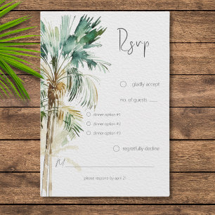 Tropical Palm Trees Modernes Hochzeitsessen RSVP Karte