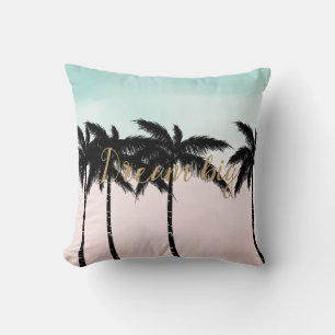 Tropical Palm Trees Pink Mint Ombre Gold Traum gro Kissen