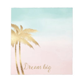 Tropical Palm Trees Pink Mint Ombre Gold Traum gro Notizblock