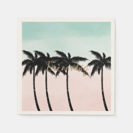 Tropical Palm Trees Pink Mint Ombre Gold Traum gro Serviette