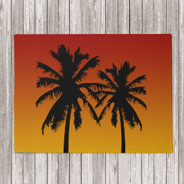 Tropical Palm Trees Silhouette Roter Orange Sonnen Fußmatte