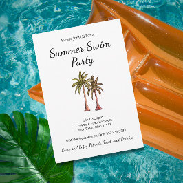 Tropical Palm Trees Summer Swim Pool Party Einladung