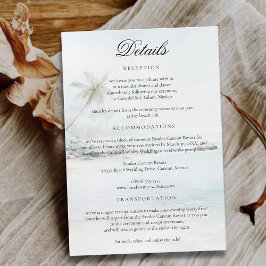 Tropical Palm Watercolor Wedding Details Insert Ca