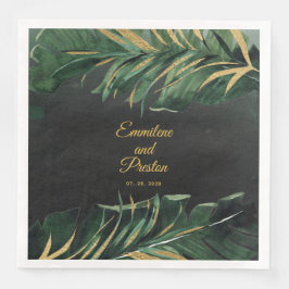 Tropical Palm Wedding 8" Square Dinner Napkins Serviette