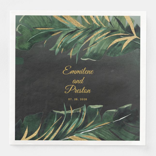 Tropical Palm Wedding 8" Square Dinner Napkins Serviette (Vorderseite)