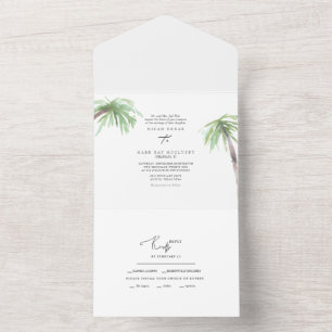 Tropical Palm Wedding All In One Einladung
