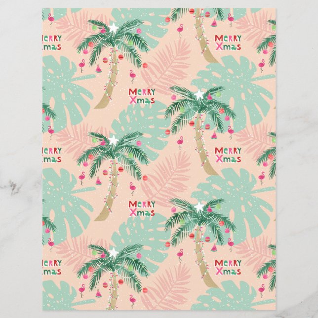 Tropical Palm Weihnachtsbaum Scrapbook Paper (Vorderseite)