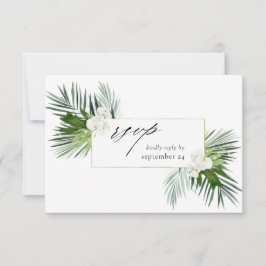Tropical Palm & White Floral w Meal RSVP Karte 3