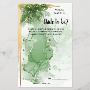 Tropical Palm Wo war die Bride Shower Game Card Flyer