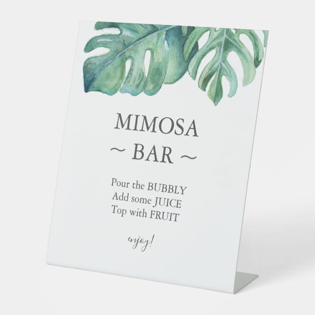 Tropical Palms Brautparty Mimosa Bar Sign Sockelschild (Vorderseite)