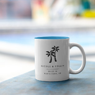 Tropical Palms Destination Wedding Favor Zweifarbige Tasse