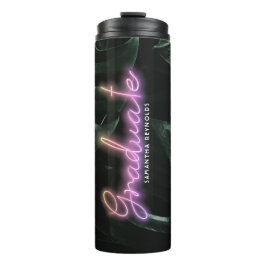 Tropical Palms Neon Lights | Monogramm Graduate Thermosbecher