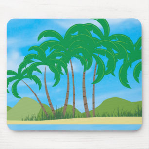 Tropical Palms Sand Blue Sky Elegante Vorlage Mousepad