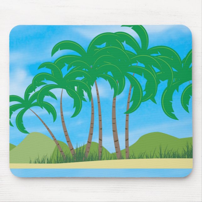 Tropical Palms Sand Blue Sky Elegante Vorlage Mousepad (Vorne)