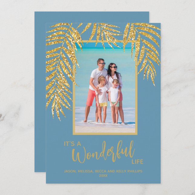 Tropical Palms Weihnachts-Foto Feiertagskarte (Vorne/Hinten)