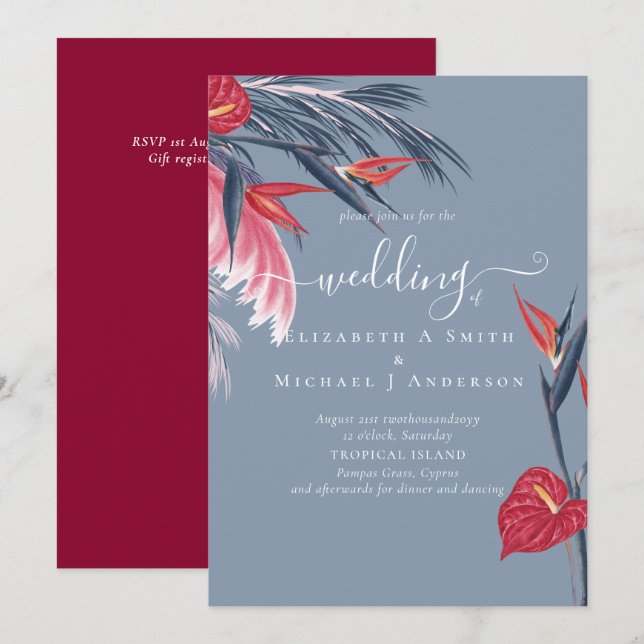 Tropical Pampas Grass Navy Berry Wedding (Vorne/Hinten)