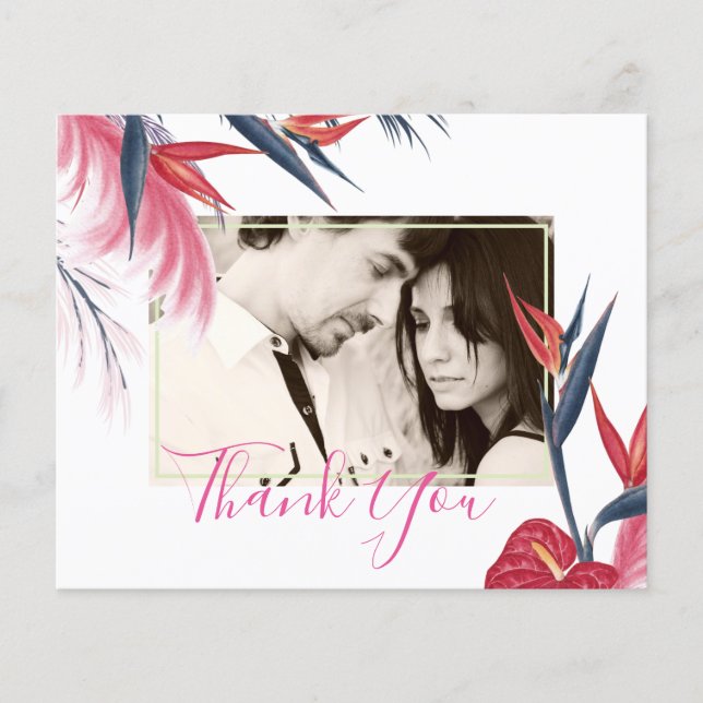 Tropical Pampas Grass Navy Berry Wedding Flyer (Vorne)