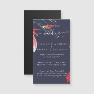 Tropical Pampas Grass Navy Berry Wedding Magnetkarte
