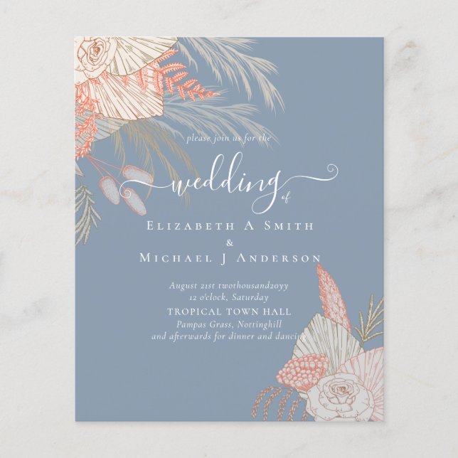 Tropical Pampas Grass Terracotta Wedding (Vorderseite)