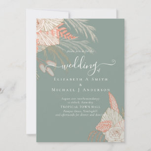 Tropical Pampas Grass Terracotta Wedding Einladung