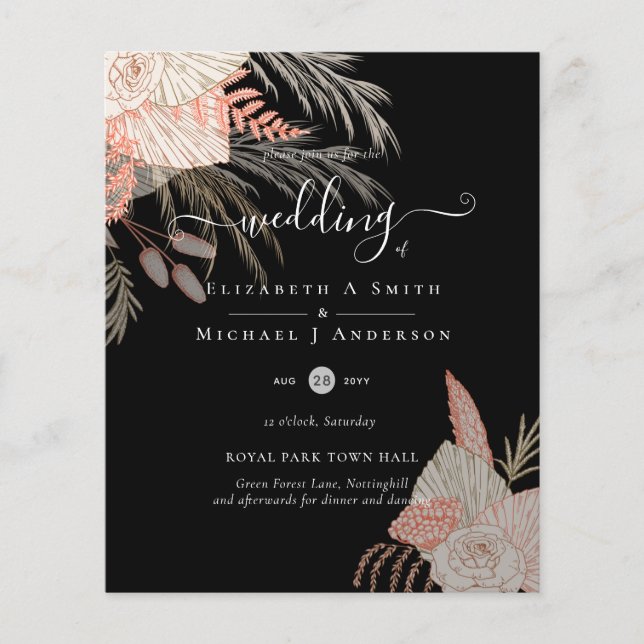 Tropical Pampas Grass Terracotta Wedding Flyer (Vorne)