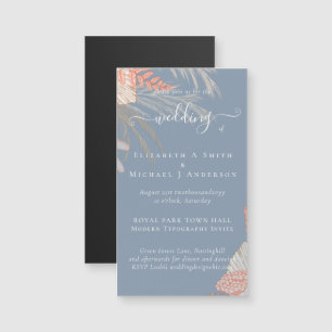 Tropical Pampas Grass Terracotta Wedding Magnetkarte