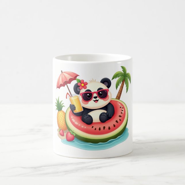Tropical Panda 🐼 Kiwi Float Summer Mug Kaffeetasse (Mittel)