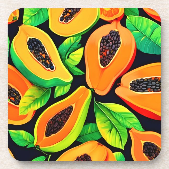 Tropical Papaya Paradise Getränkeuntersetzer (Vorderseite)