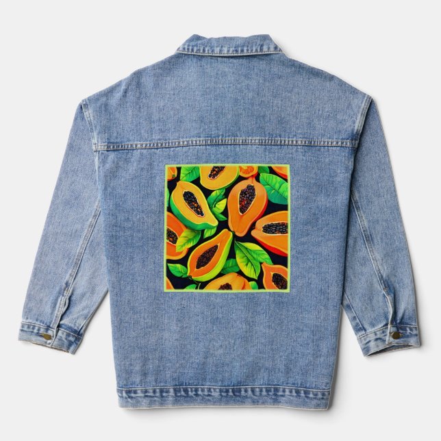 Tropical Papaya Paradise Jeansjacke (Rückseite)