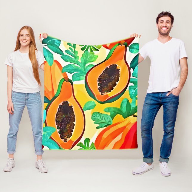 Tropical Papaya Pop Art Fleecedecke (Beispiel)