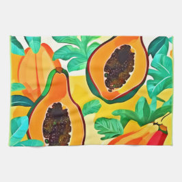 Tropical Papaya Pop Art Geschirrtuch
