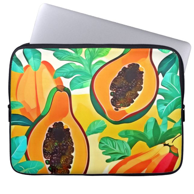 Tropical Papaya Pop Art Laptopschutzhülle (Vorderseite)