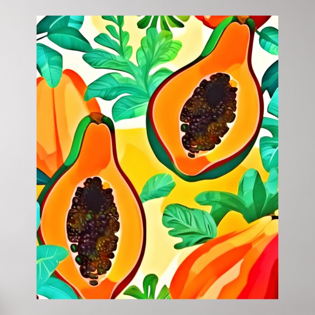 Tropical Papaya Pop Art Poster (Vorne)
