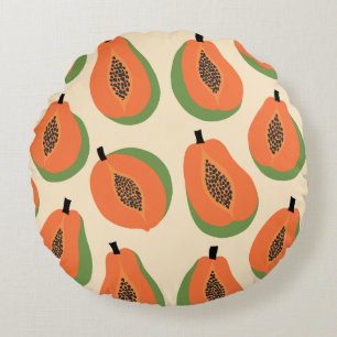 Tropical Papaya Warm Orange Rundes Kissen