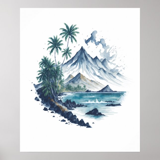 Tropical Paradise Aquarell Poster (Vorne)
