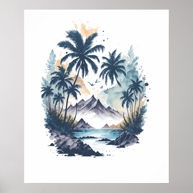 Tropical Paradise Aquarell Poster (Vorne)