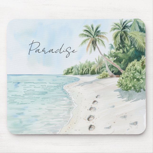 Tropical Paradise Beach Palm Trees Mousepad (Vorne)
