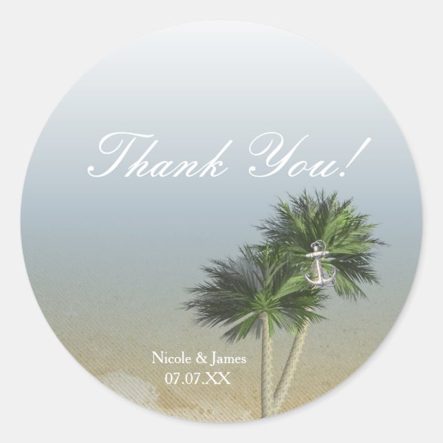 Tropical Paradise Beach & Palm Trees Stickers (Vorderseite)