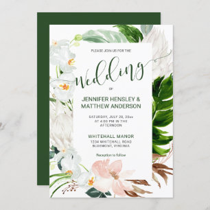 Tropical Paradise Calligraphy Wedding Einladung