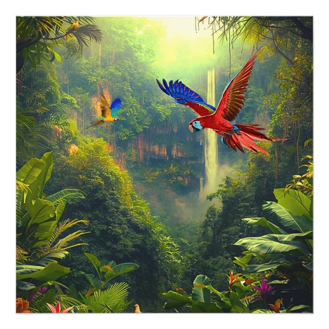 Tropical Paradise – Colorful Macaw Jungle Canvas A Fotodruck (Vorne)