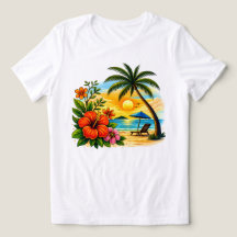 Tropical Paradise Damen Strand T-Shirt bei Sonnenu