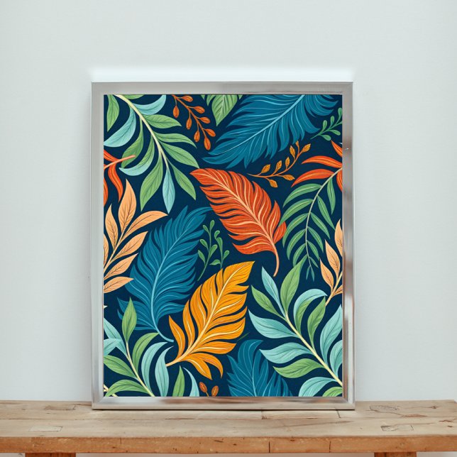 Tropical Paradise Feathers & Foliage Pattern Poster (Von Creator hochgeladen)