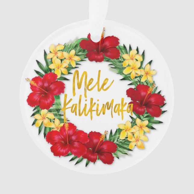 Tropical Paradise Hawaiian Holiday Wreath Ornament (Vorderseite)
