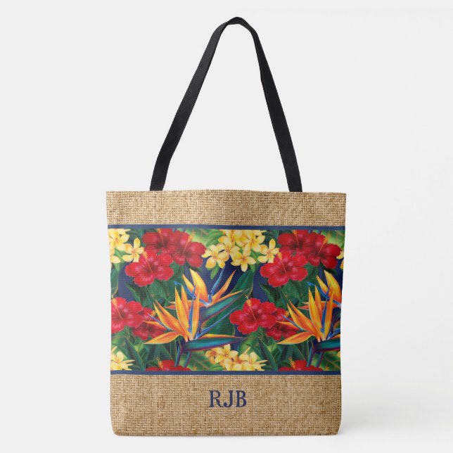 Tropical Paradise Hawaiian Monogram Beach Bag (Vorderseite)