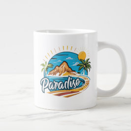 Tropical Paradise Island Logo Art Jumbo-Tasse